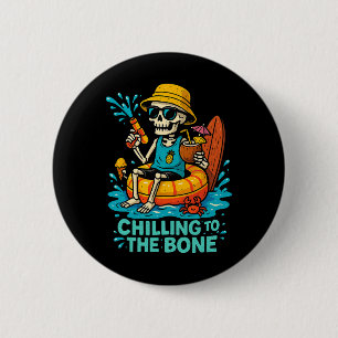 Halloween Summer Chilling To The Bone Skeleton Flo 2 Inch Round Button