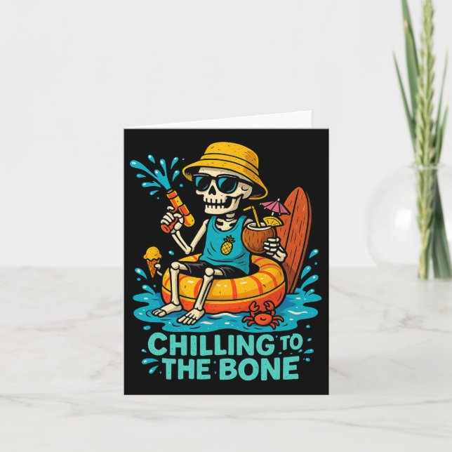Halloween Summer Chilling To The Bone Skeleton Flo Card (Front)