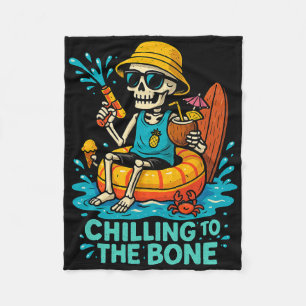Halloween Summer Chilling To The Bone Skeleton Flo Fleece Blanket