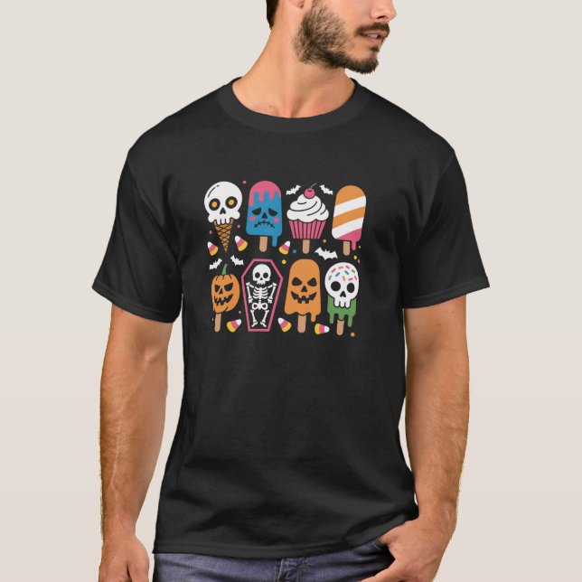 Halloween Summer Popsicle Halloween Ice Cream Summ T-Shirt (Front)