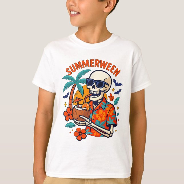 Halloween Summer Ween Skeleton Spooky Vacation Flo T-Shirt (Front)