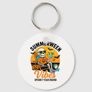 Halloween Summer Ween Vibes Spooky Skeleton Float Keychain