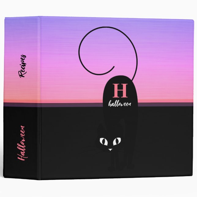 Halloween Sunset Black Cat Monogram Binder (Front/Spine)
