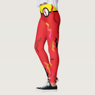 Halloween Superhero Yellow Red Lightning Bolts Leggings
