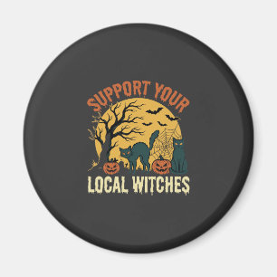 Halloween Support Your Local Witches Black Cat Magnet