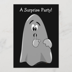 Halloween Surprise Party Invitations Cartoon Ghost