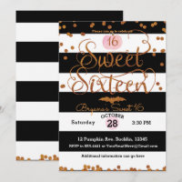 Halloween Sweet 16 Birthday Party Black White Pink