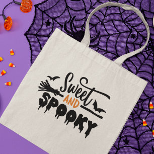 Halloween Sweet And Spooky Typographic Text Tote Bag