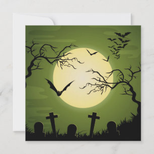 Halloween Sweet Sixteen Slimy Green Black Bats Invitation