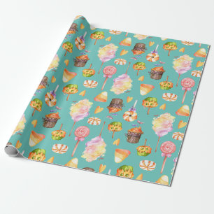 Halloween sweets seamless pattern wrapping paper