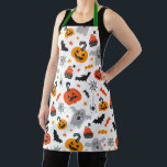 Halloween symbols pattern on white apron<br><div class="desc">Halloween symbols pattern with traditional Halloween pattern on a white background. Spiders,  pumpkins,  ghosts,  and bats.</div>
