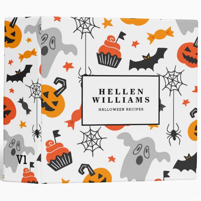 Halloween symbols seamless pattern binder (Front/Spine)