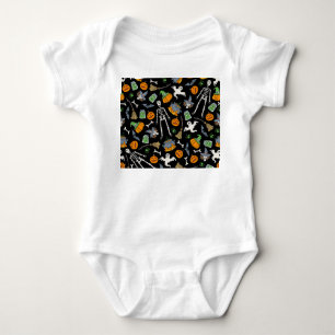 Halloween Symbols Vintage Seamless Background Baby Bodysuit
