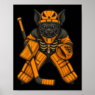 Halloween T Hockey Goalie Pumpkin Costume Men Boys Poster