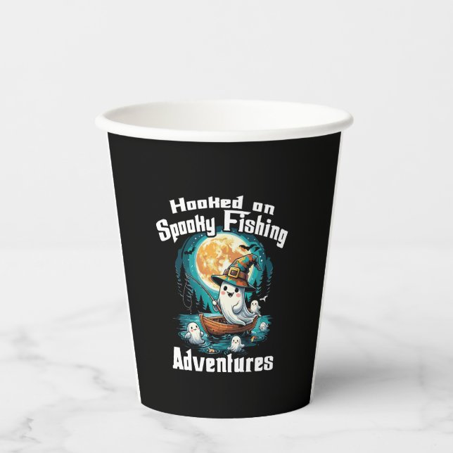 Halloween T  Hooked on Spooky Fishing Paper Cups (Front)