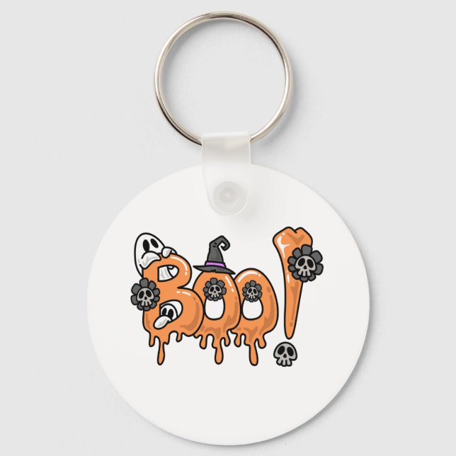 Halloween T-shirt Design, Halloween Graphic Design Keychain (Front)