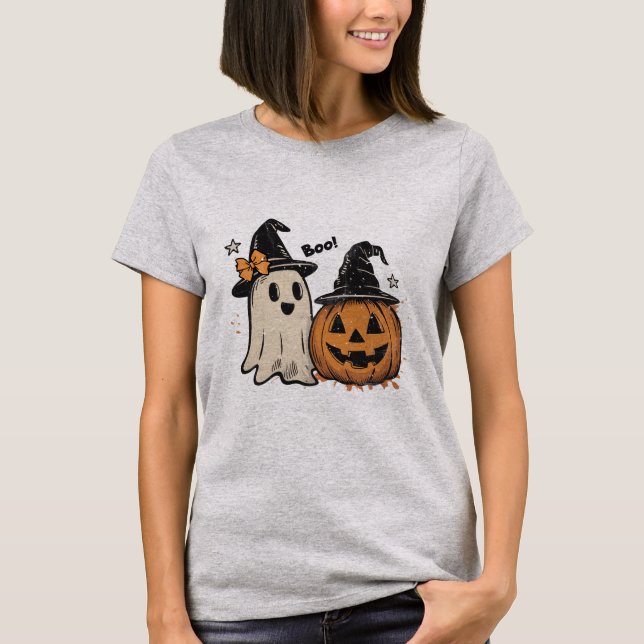 Halloween T-shirt, Vintage Boo Ghost T-Shirt (Front)