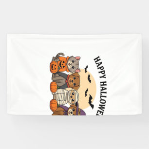 Halloween T-Shirt with Cute Cats and Dogs in Costu Banner