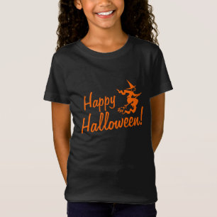 Halloween t shirts for kids   witch on broom