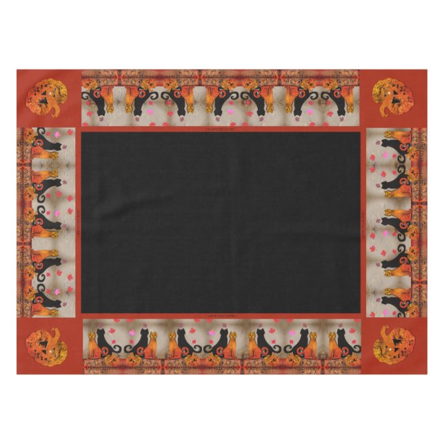 Halloween Tabby Cat Tablecloth (Front (Horizontal))