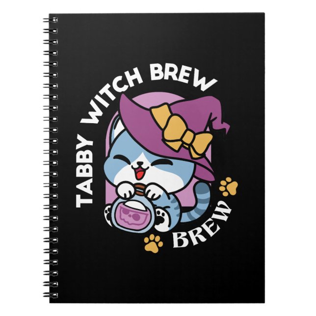 Halloween Tabby Cat – Witch Hat & Potion Art Notebook (Front)