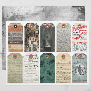 Halloween Tags Clipart Sheet Dark Academia