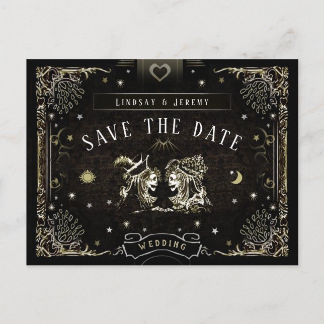 Halloween Tarot Card Matching Save Date PostCard (Front)