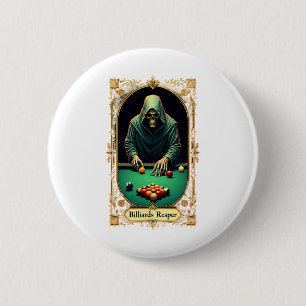 Halloween Tarot Card Skeleton Billiards Reaper 2 Inch Round Button