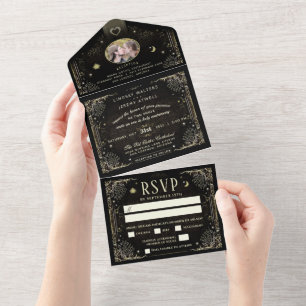 Halloween Tarot Photo Wedding Invitation MENU