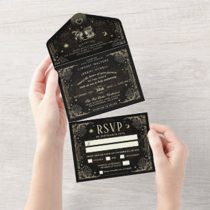 Halloween Tarot "Together With" Wedding MENU All In One Invitation