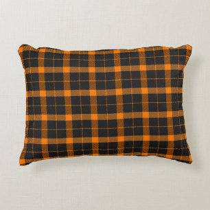 Halloween Tartan plaid. Scottish pattern in orange Accent Pillow