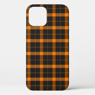 Halloween Tartan plaid. Scottish pattern in orange iPhone 12 Case