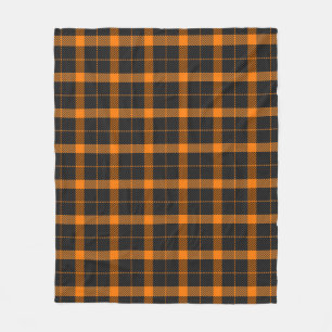 Halloween Tartan plaid. Scottish pattern in orange Fleece Blanket