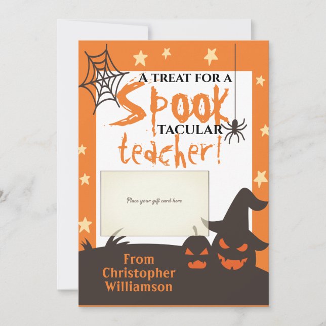 Halloween Teacher Appreciation Gift Card Holder (Front)