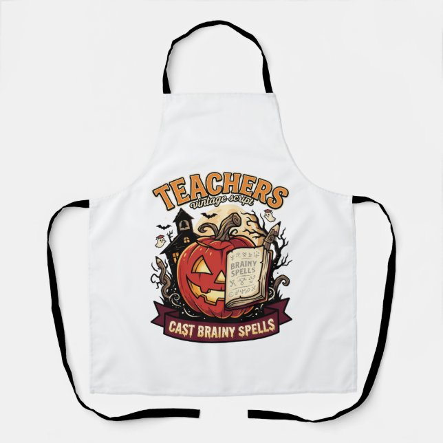 Halloween Teacher Brain Magic Apron (Front)