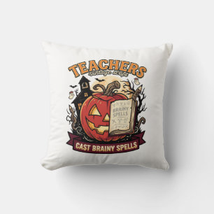 Halloween Teacher Brain Magic Throw Pillow