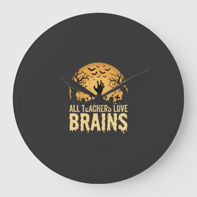 Halloween Teacher Brains Large Clock (Front)