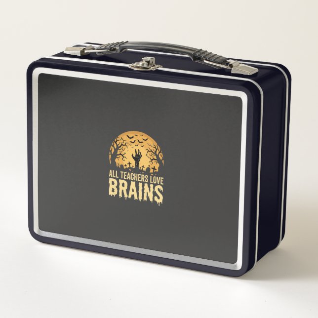 Halloween Teacher Brains Metal Lunch Box (Front)