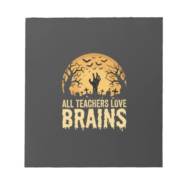 Halloween Teacher Brains Notepad (Front)