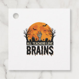 Halloween Teacher Brains Vintage Vector Design_1 Favour Tags