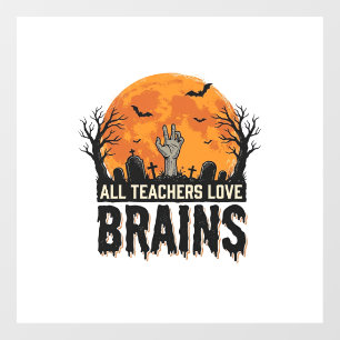 Halloween Teacher Brains Vintage Vector Design_1 Window Cling