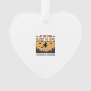 Halloween Teacher Broom Broke Vintage Design_1 Ornament