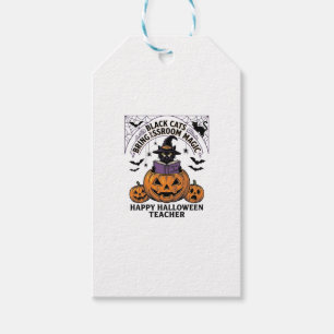 Halloween Teacher Cat Vintage Pumpkin Classroom Ma Gift Tags