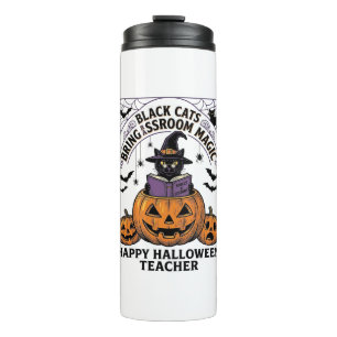 Halloween Teacher Cat Vintage Pumpkin Classroom Ma Thermal Tumbler