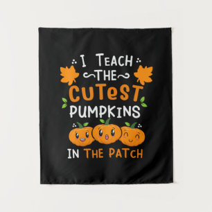 Halloween Teacher Cutest Pumpkins Birthday Tapestry