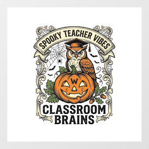 Halloween Teacher Pumpkin Owl Vintage School Shirt Window Cling