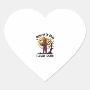 Halloween Teacher Shirt Vintage Engraving Pumpkin Heart Sticker