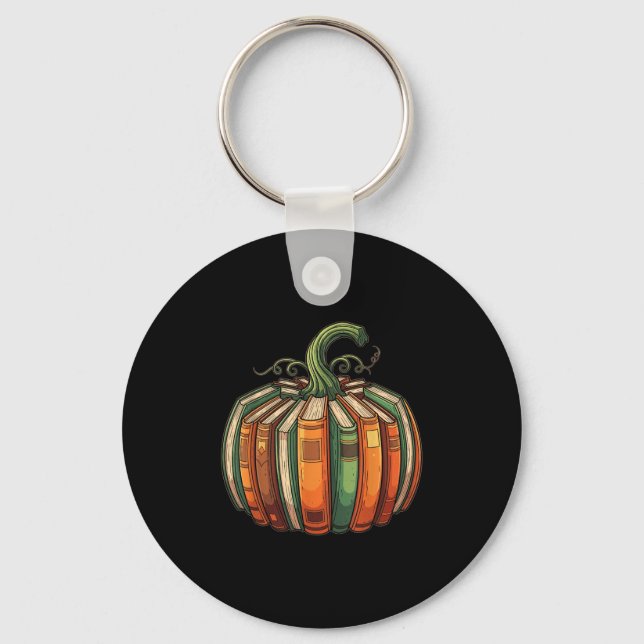 Halloween Teacher Shirts Fall Pumpkin Fall Book Sh Keychain (Front)