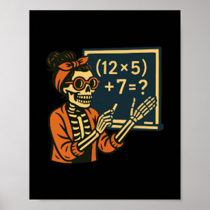 Halloween Teacher Six Seven Meme 6 7 Skeleton Spoo Poster
