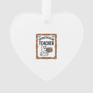 Halloween Teacher Spooktacular Ghost Books Vintage Ornament